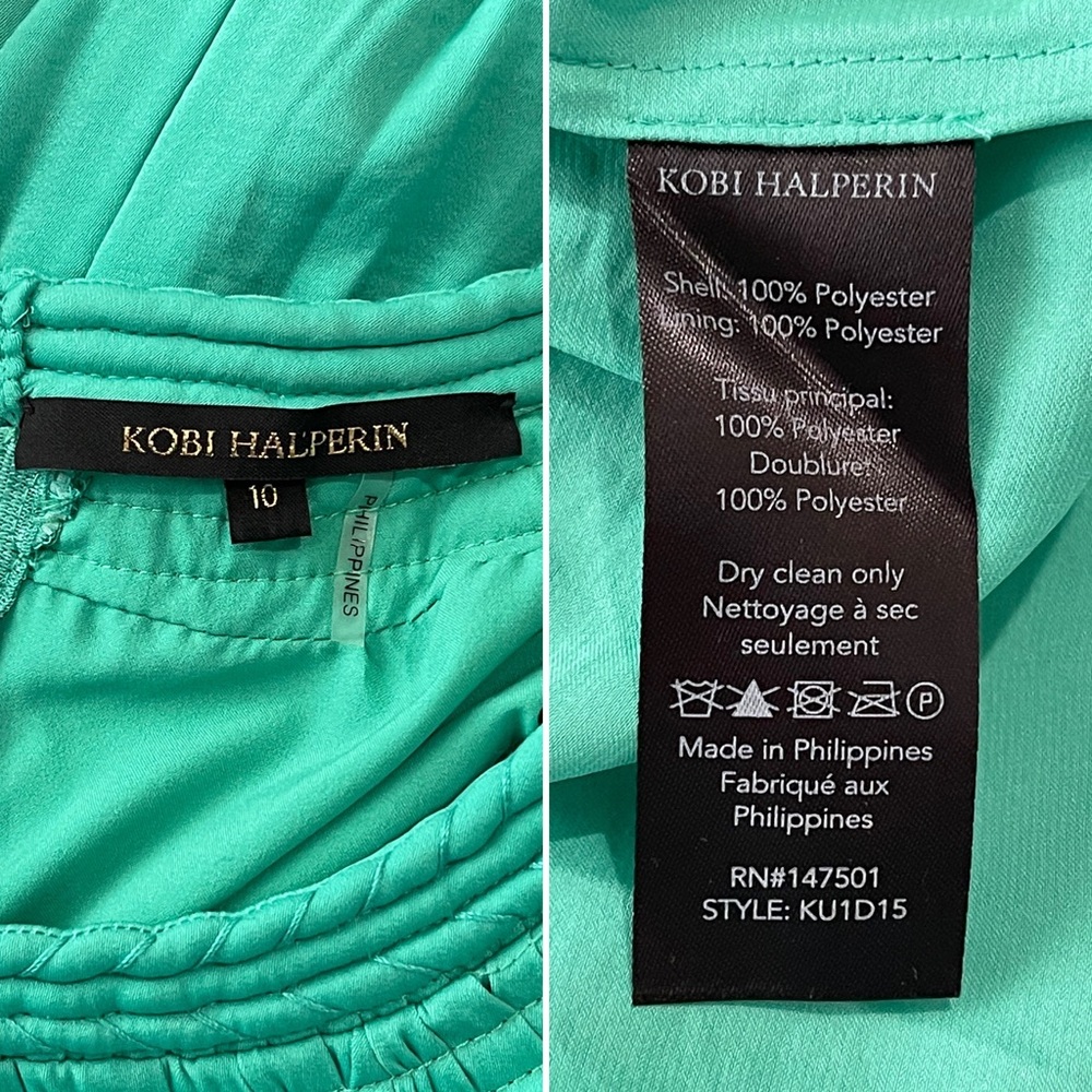Kobi Halperin Robin Shirred Halter Neck Dress Sleeveless Tiered Midi Green Sz 10 - Picture 6 of 6